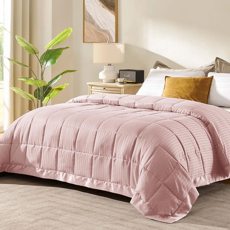 downluxe Queen Size Blanket with Satin Trim, Lightweight Down Alternative Blankets Queen Size for All Season, Machine Washable (Mint Green, 90x90 Inch) - Image 1